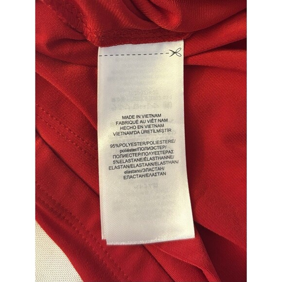 LAUREN RALPH LAUREN Connie Red Buckle Faux Wrap Midi Dress 16 Jersey Holiday - Picture 13 of 16